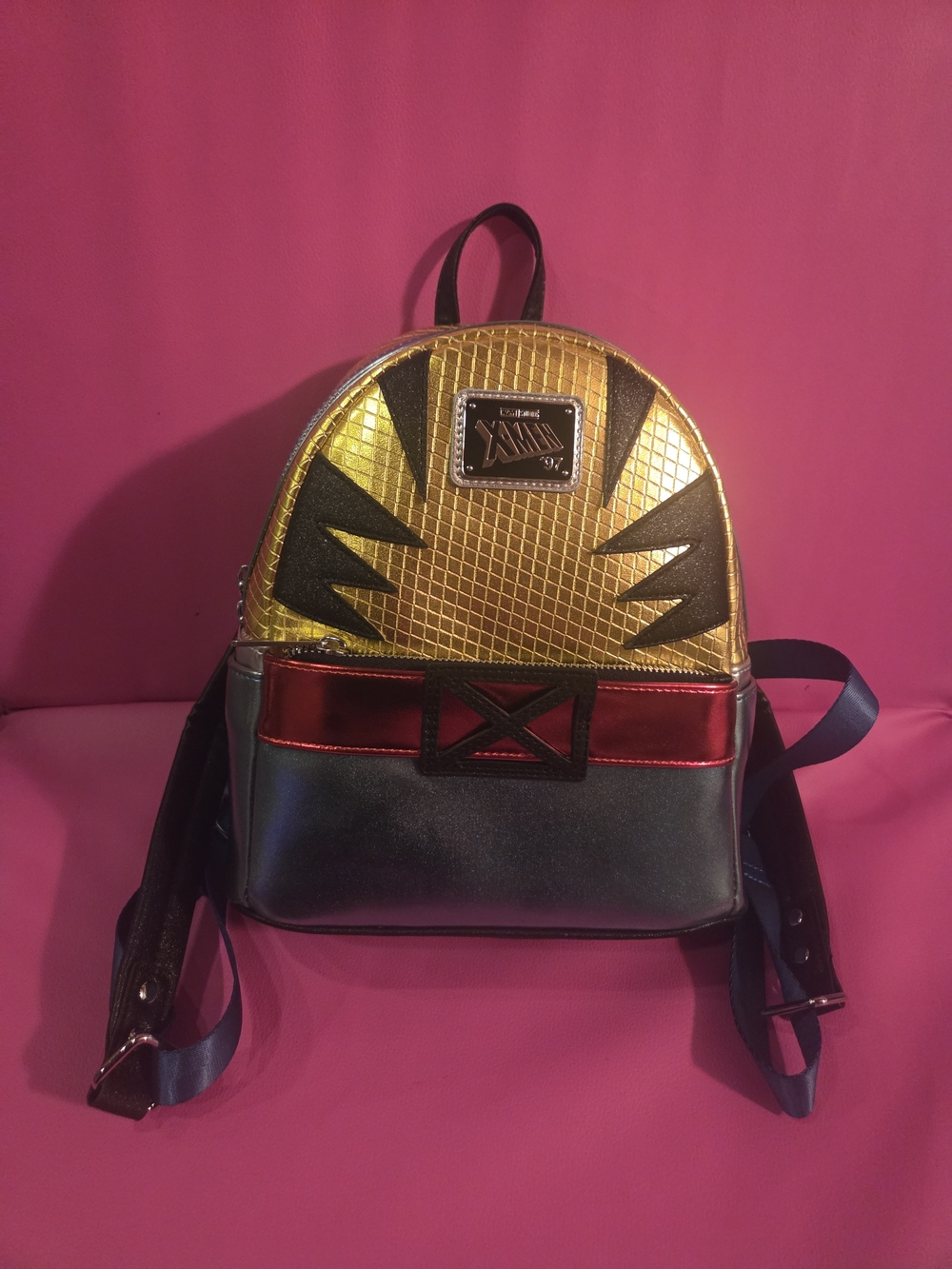 Loungefly Marvel Xmen Metallic Yellow, Red & Black Mini Backpack